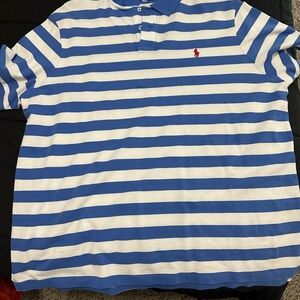 Ralph Lauren Striped Polo in Blue and White